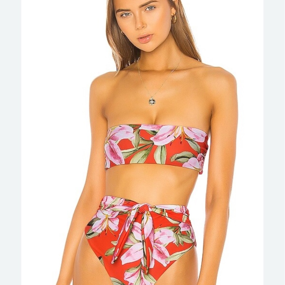 Mara Hoffman Red and Pink Floral Bikini